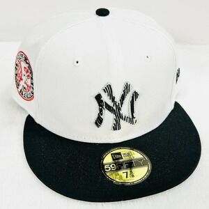 New Era New York Yankees World Series 59FIFTY Fitted Hat Cap 7 5/8 White MLB